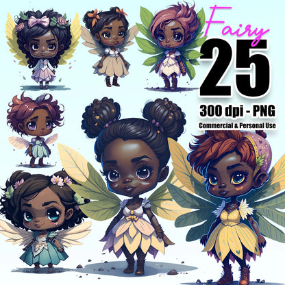 25 African American Fairies Clipart