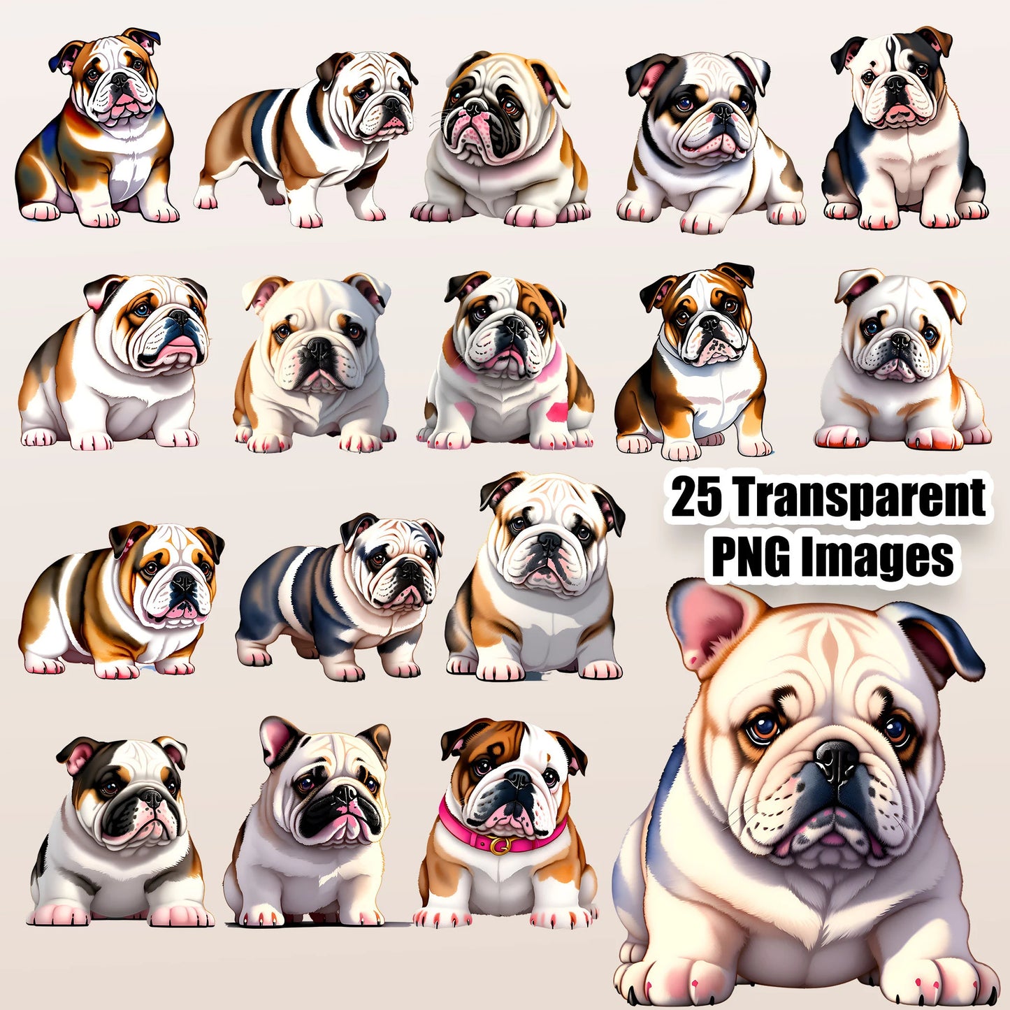 25 English Bulldogs Clipart