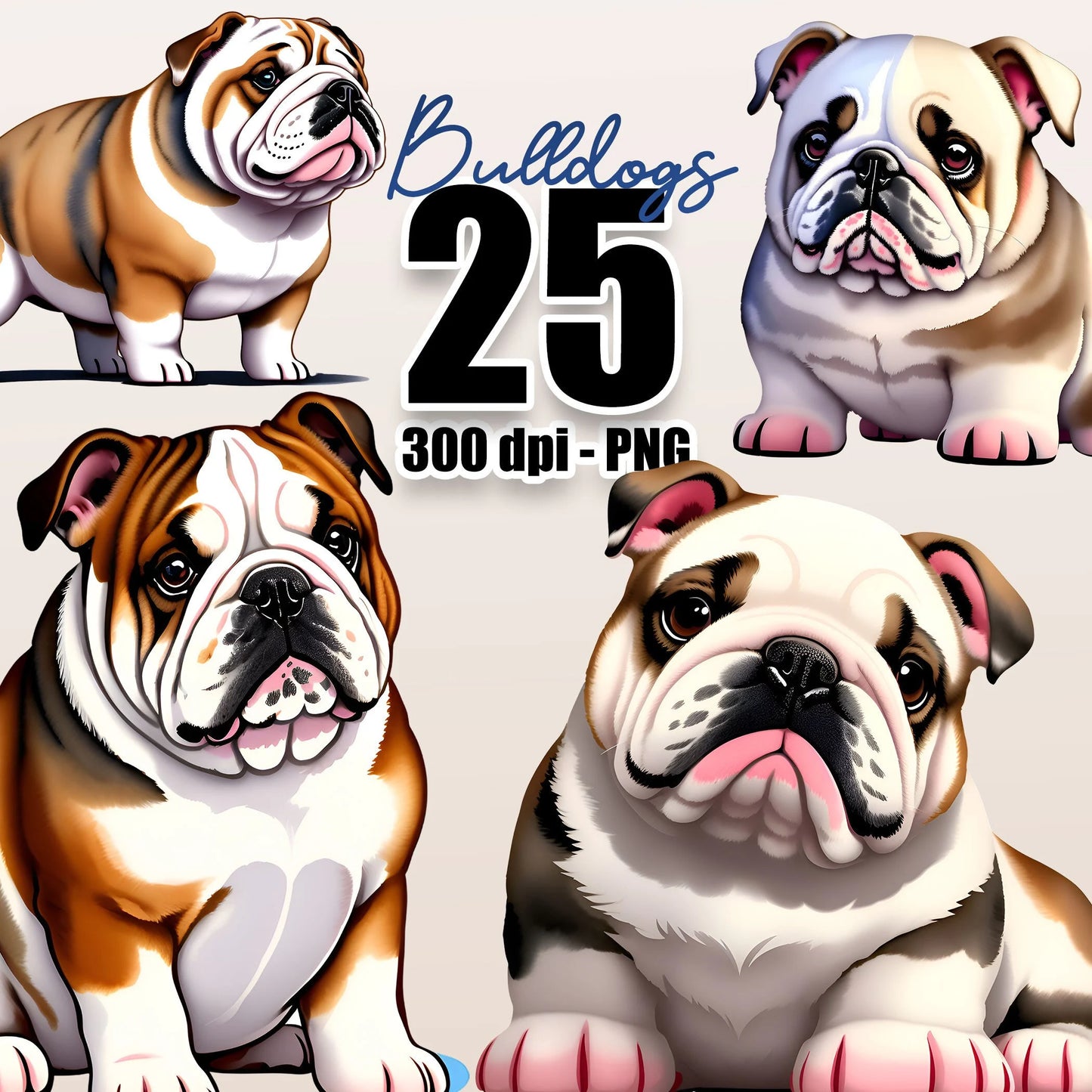 25 English Bulldogs Clipart