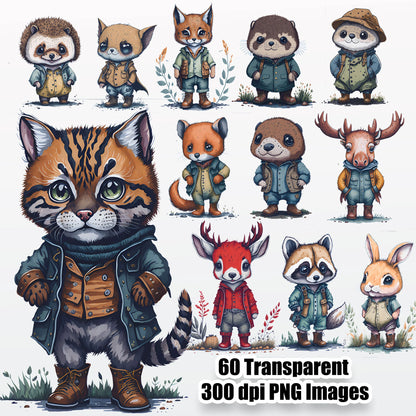 60 Woodland Animals Clipart