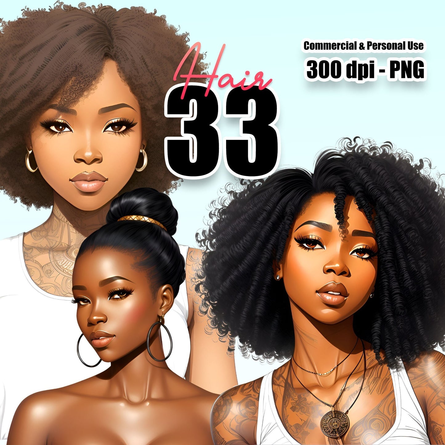 33 Beautiful Black Hair Clipart