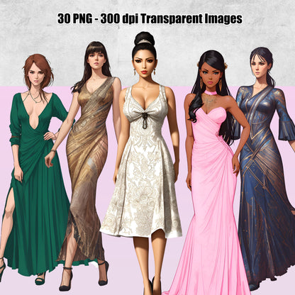 30 Fashion Dresses Clipart