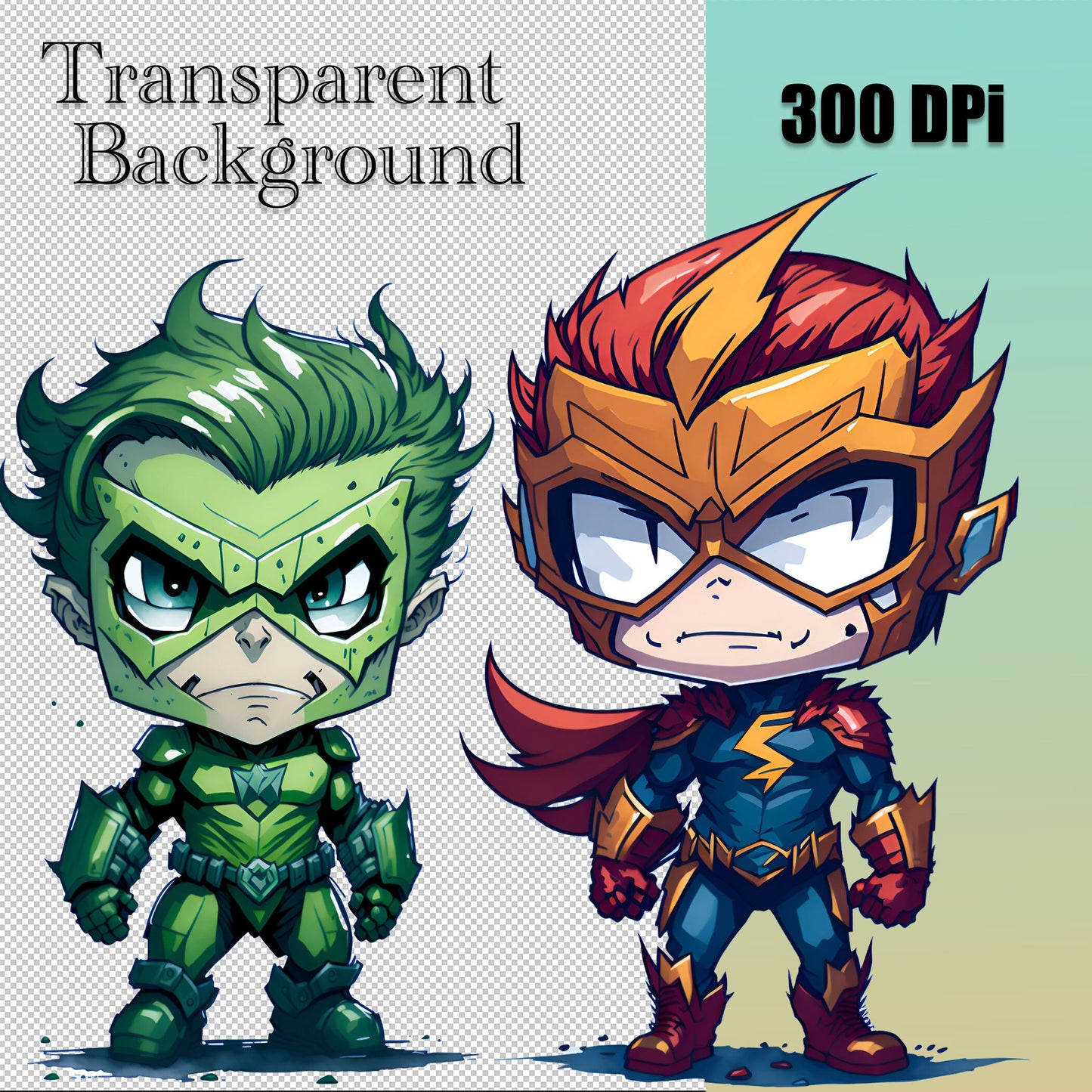 21 Chibi Superheroes Clipart