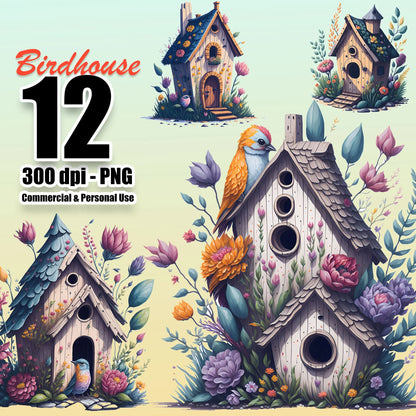 12 Birdhouses Clipart