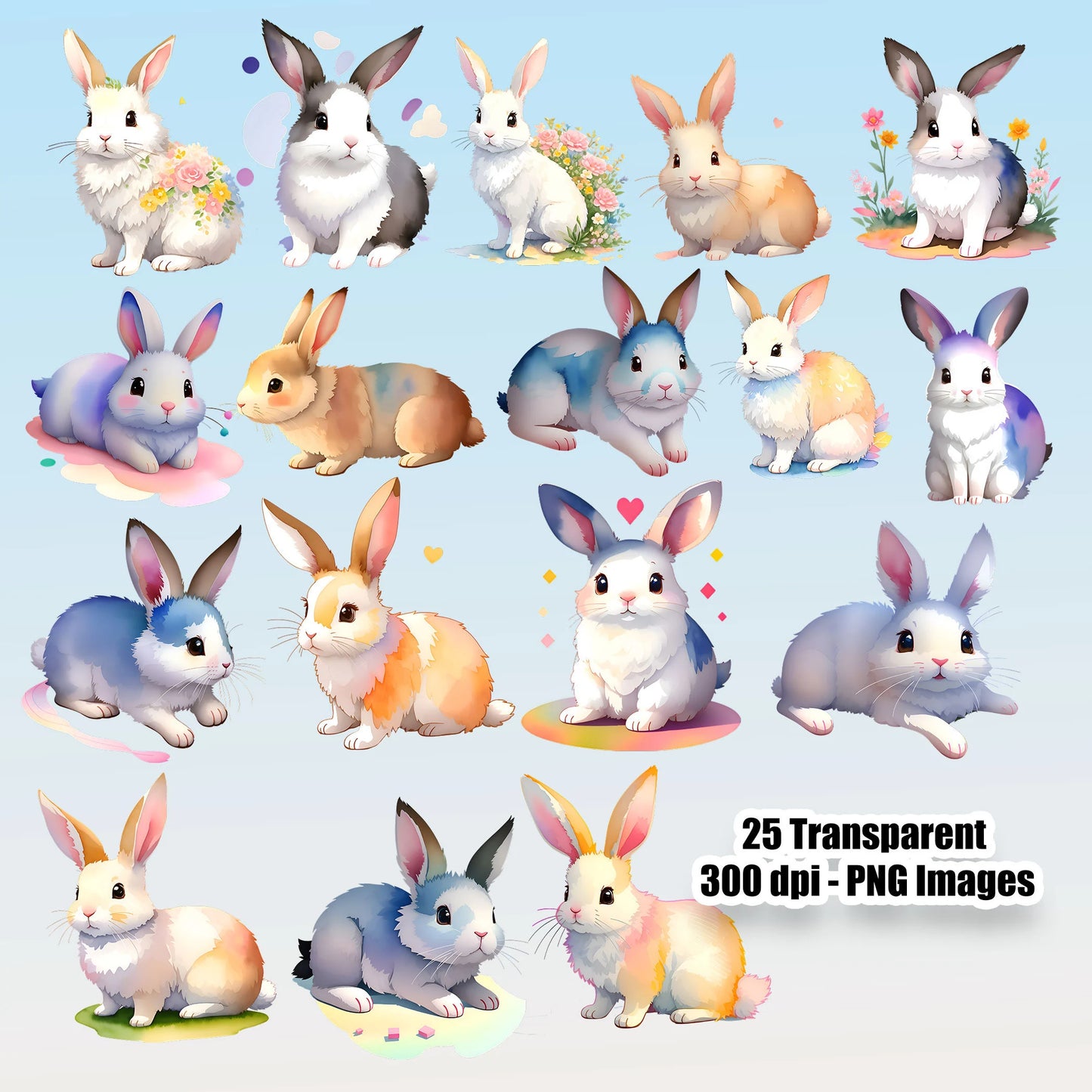 25 Bunnies Clipart