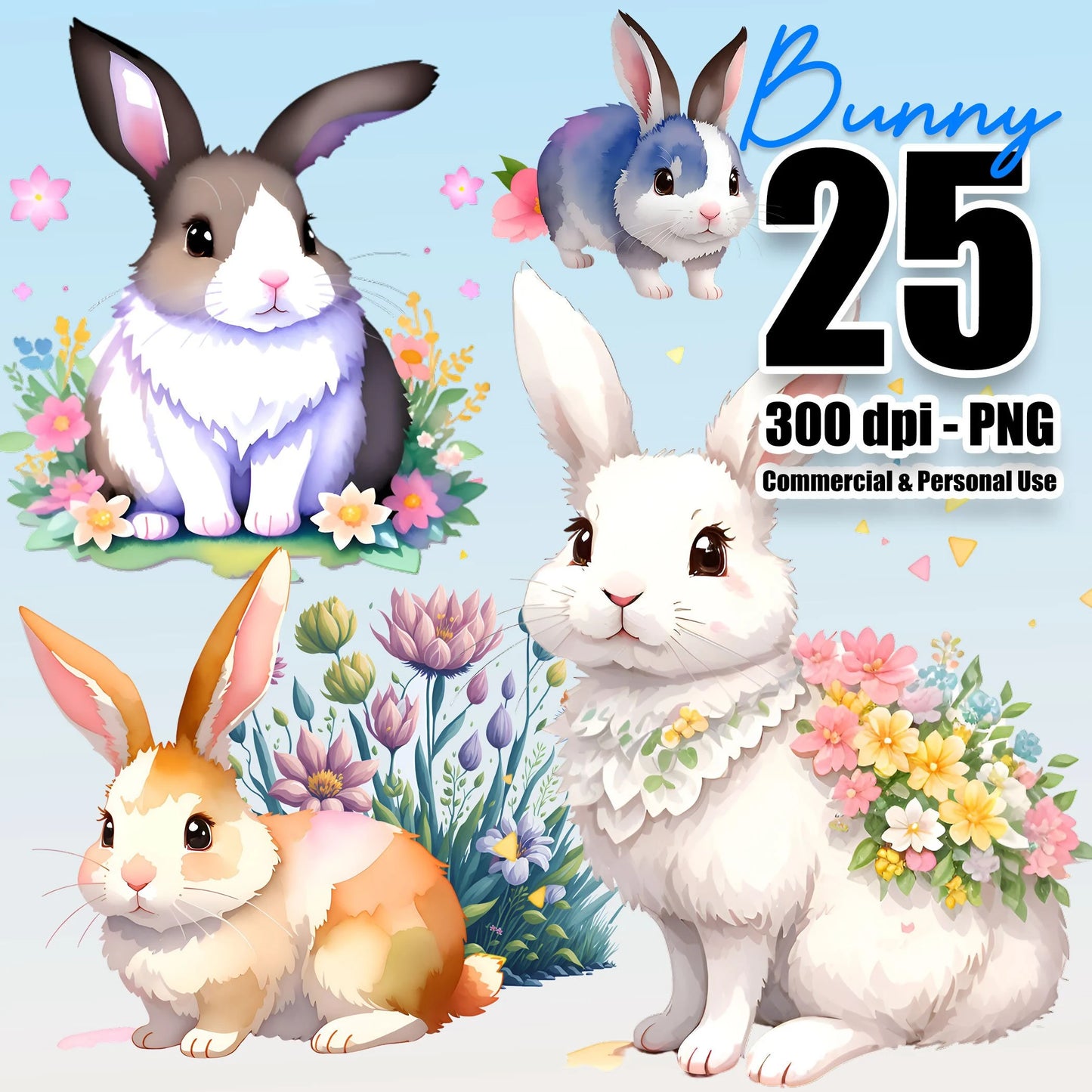 25 Bunnies Clipart