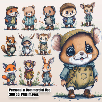 60 Woodland Animals Clipart