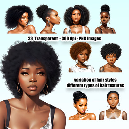 33 Beautiful Black Hair Clipart