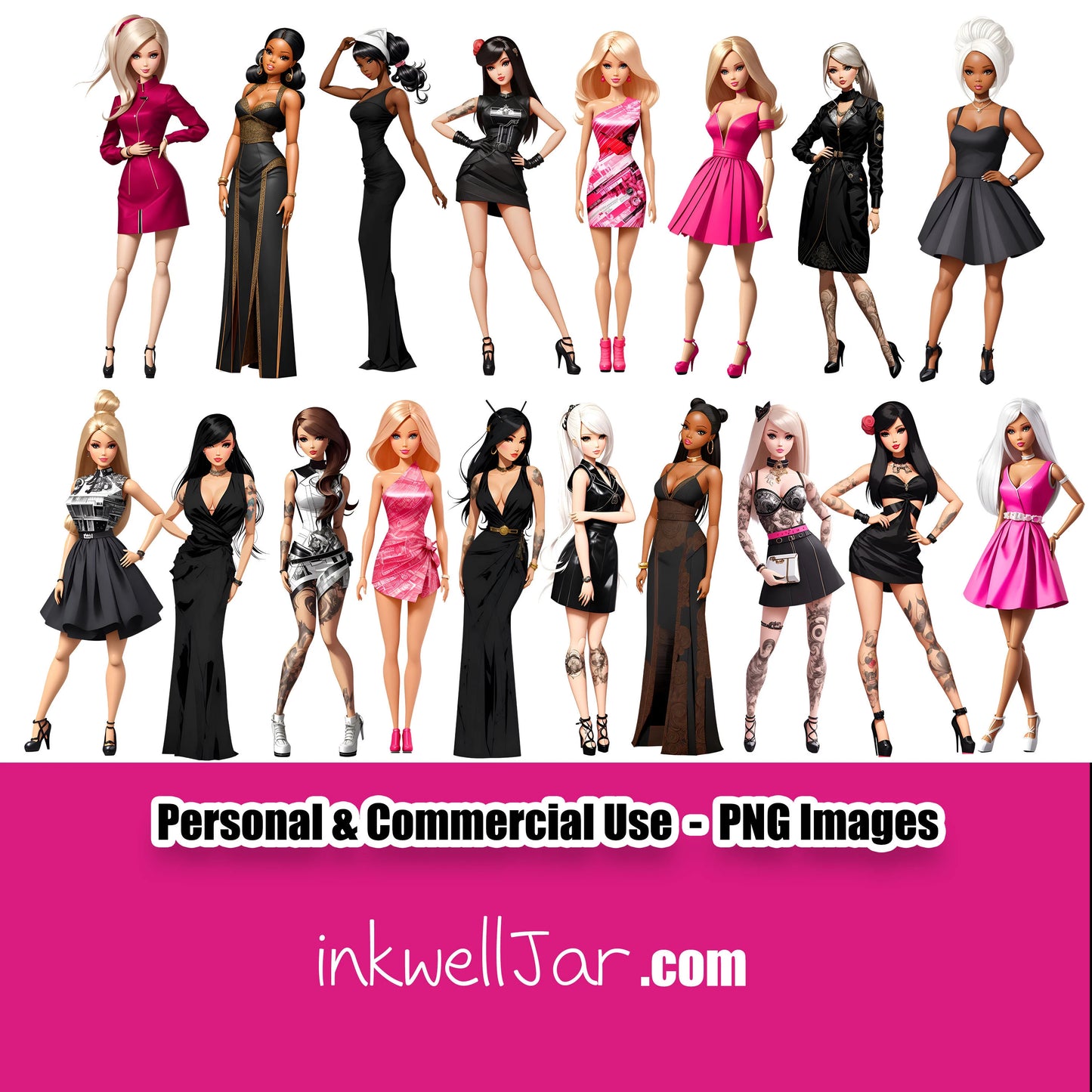 18 Barbie Dolls Clipart