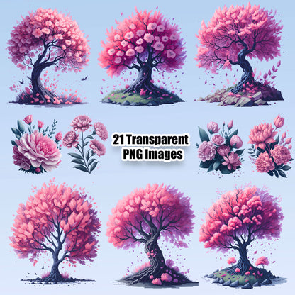 21 Pink Blossoms Clipart