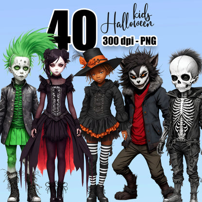 40 Halloween Kids Clipart