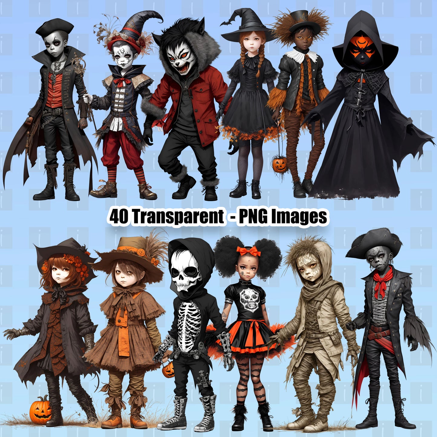 40 Halloween Kids Clipart