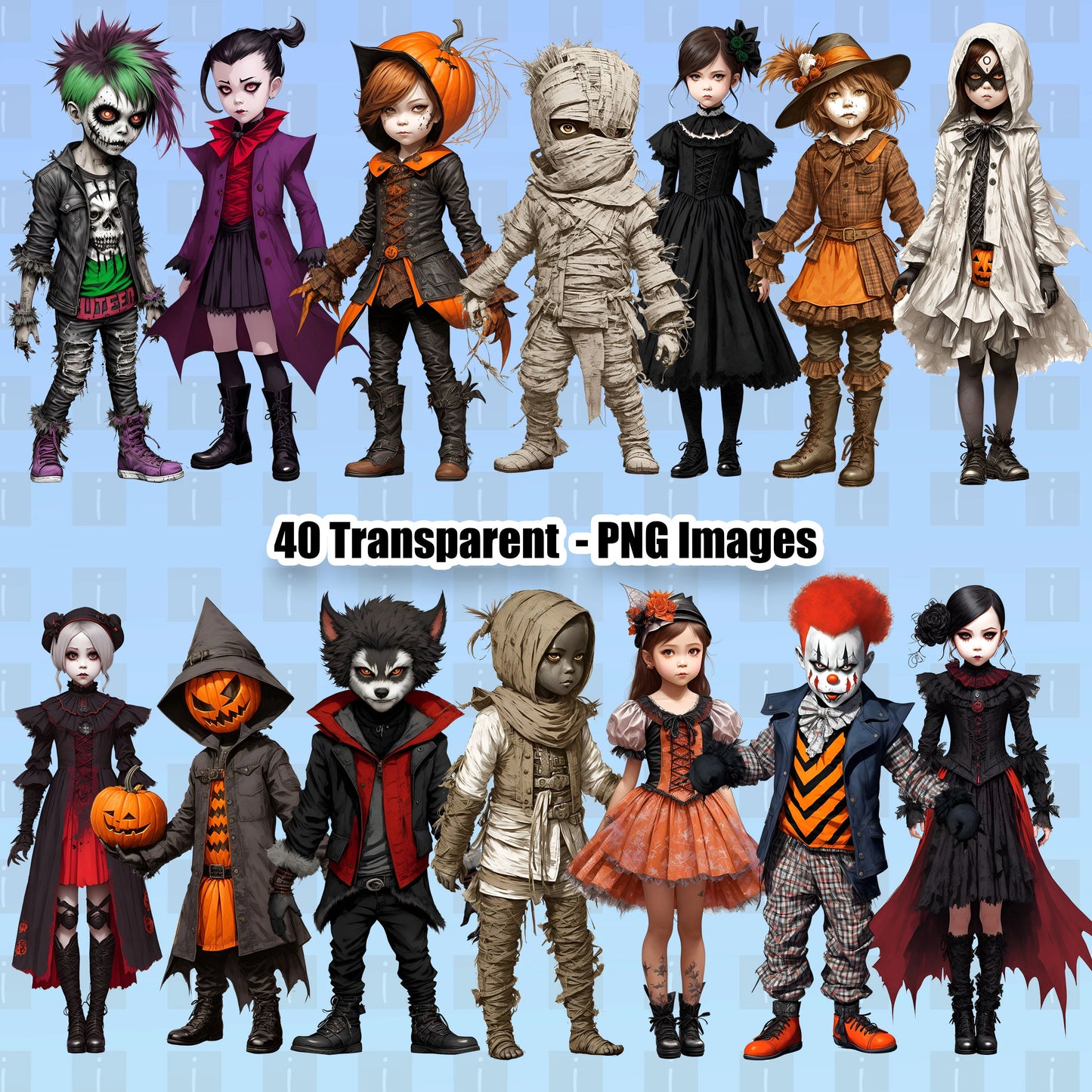 40 Halloween Kids Clipart