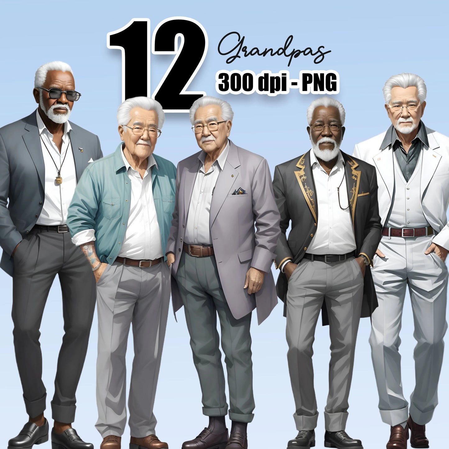 12 Grandpas Clipart