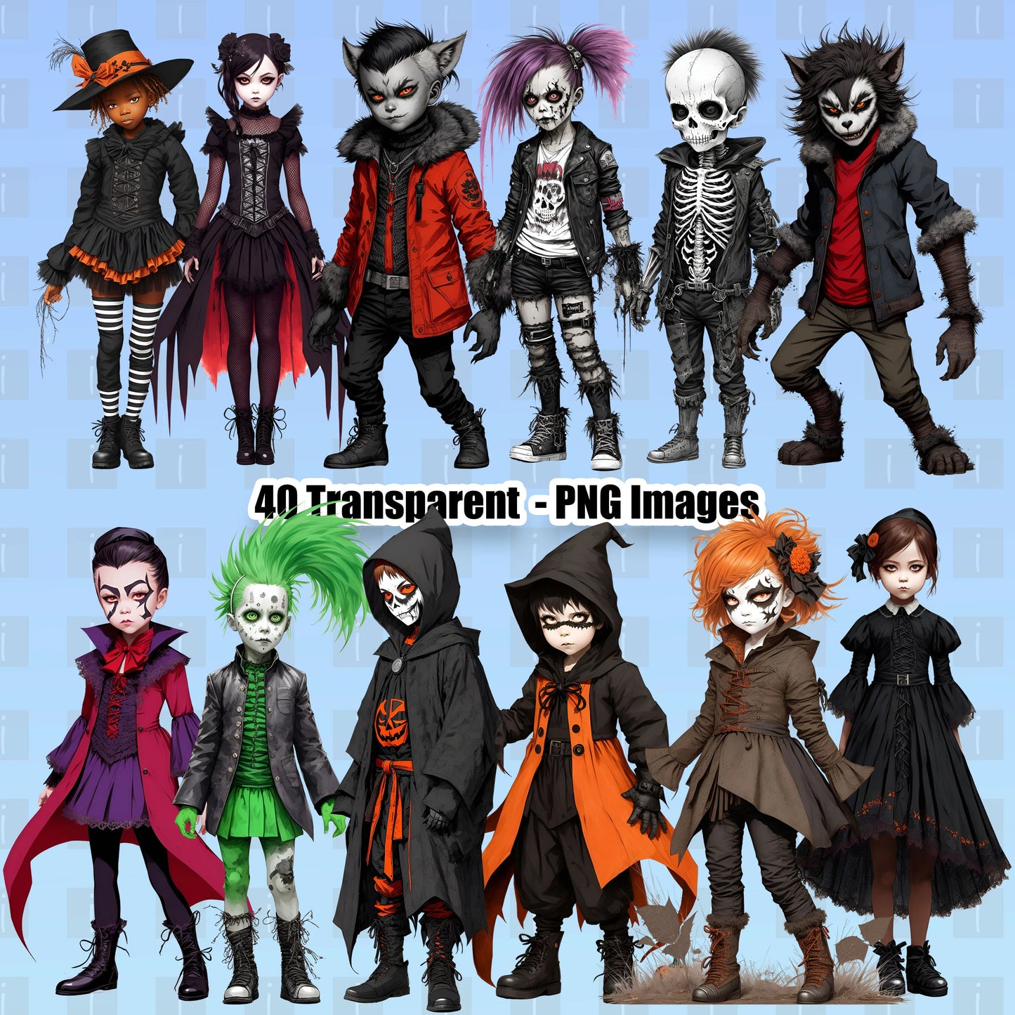 40 Halloween Kids Clipart