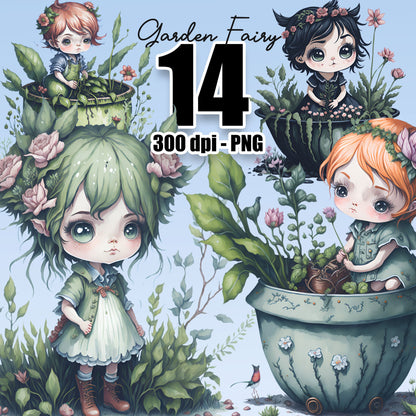 14 Garden Fairy Clipart