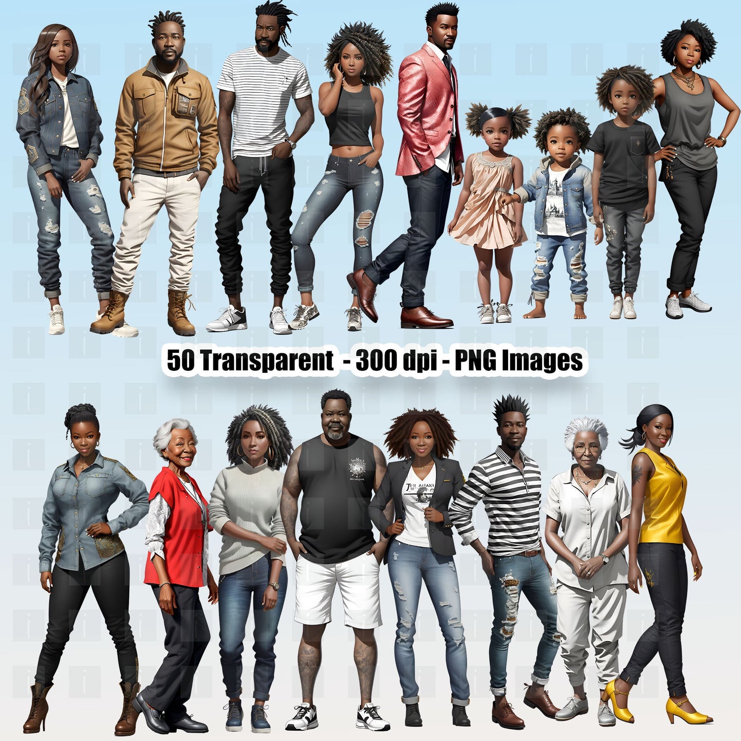 50 Black Family Clipart