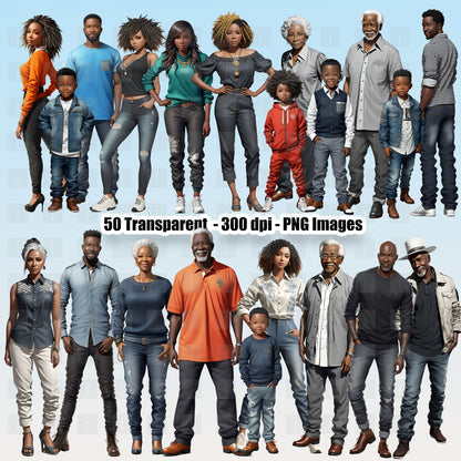 50 Black Family Clipart