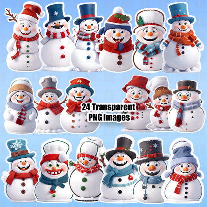 24 Snowmen Clipart