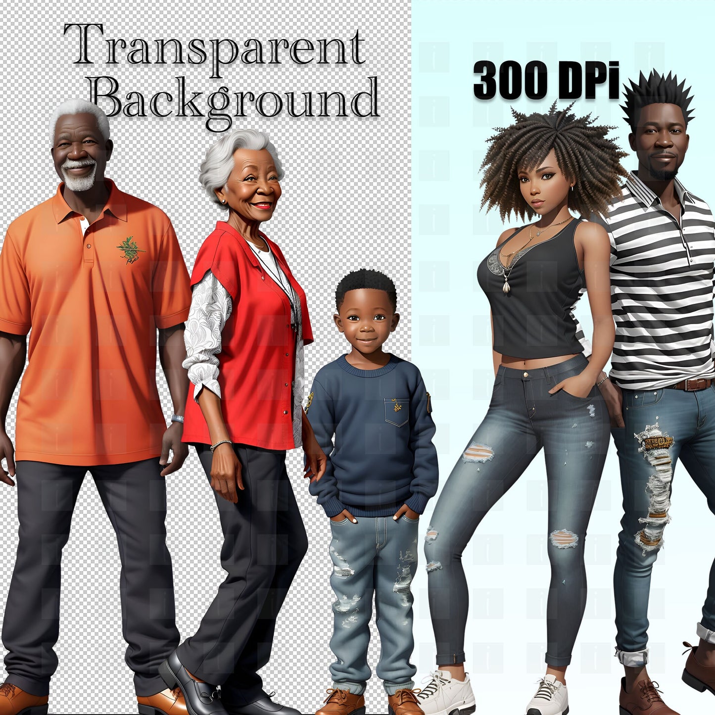 50 Black Family Clipart