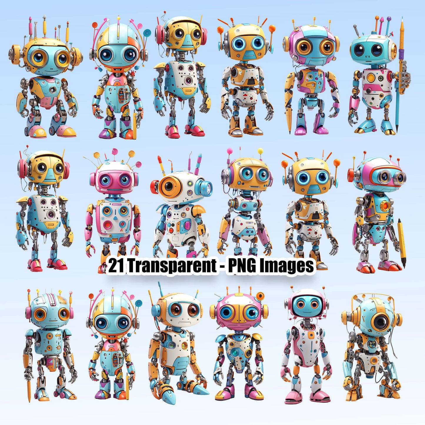 21 Robots Clipart