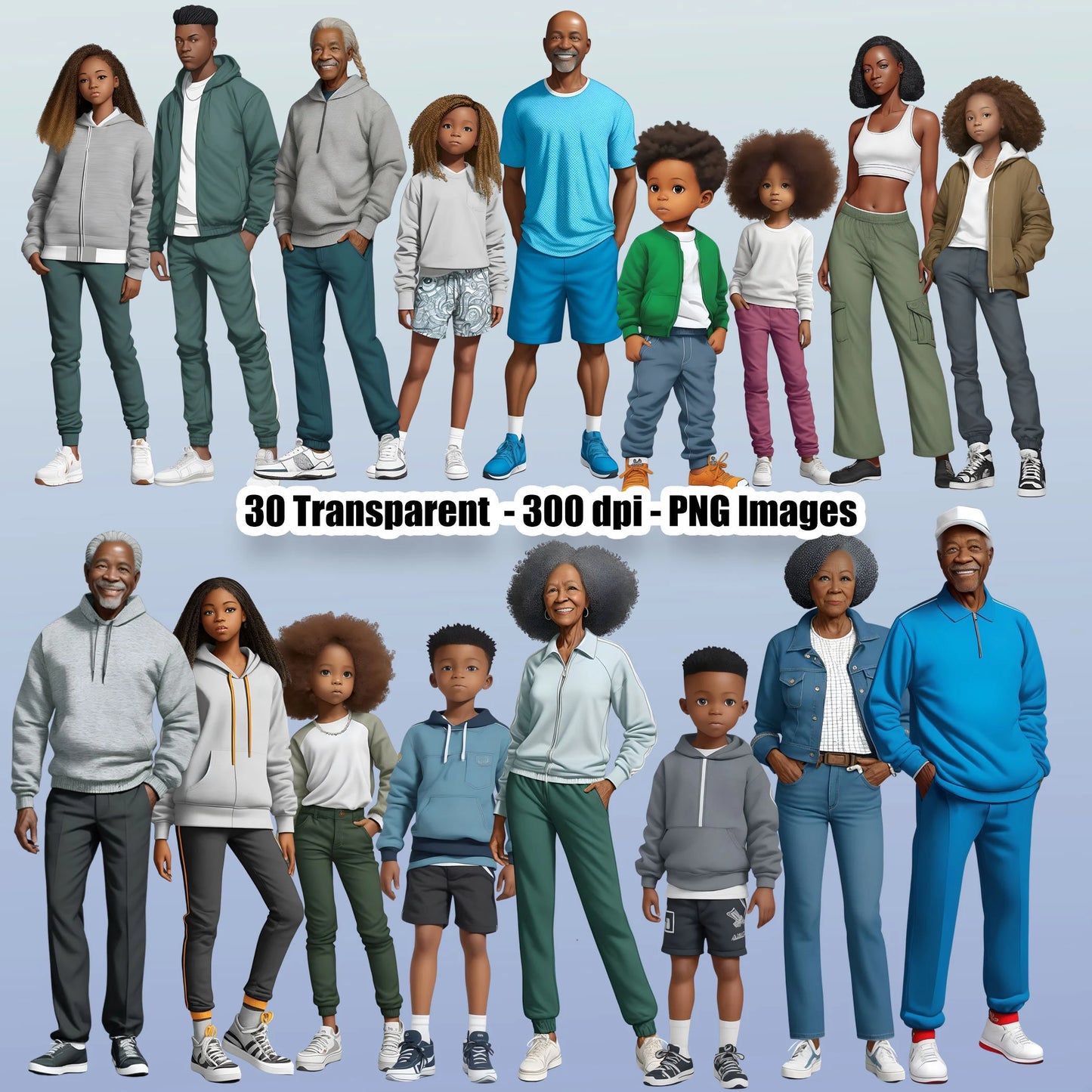 30 Black Family Clipart