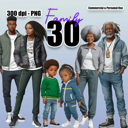 30 Black Family Clipart