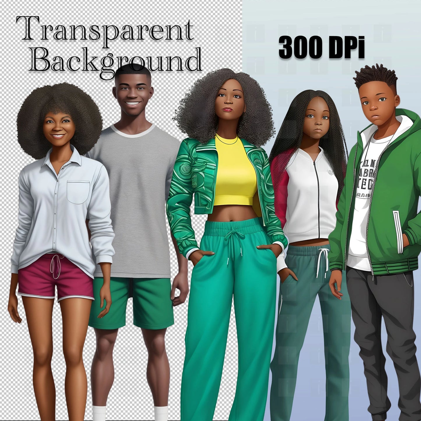 30 Black Family Clipart