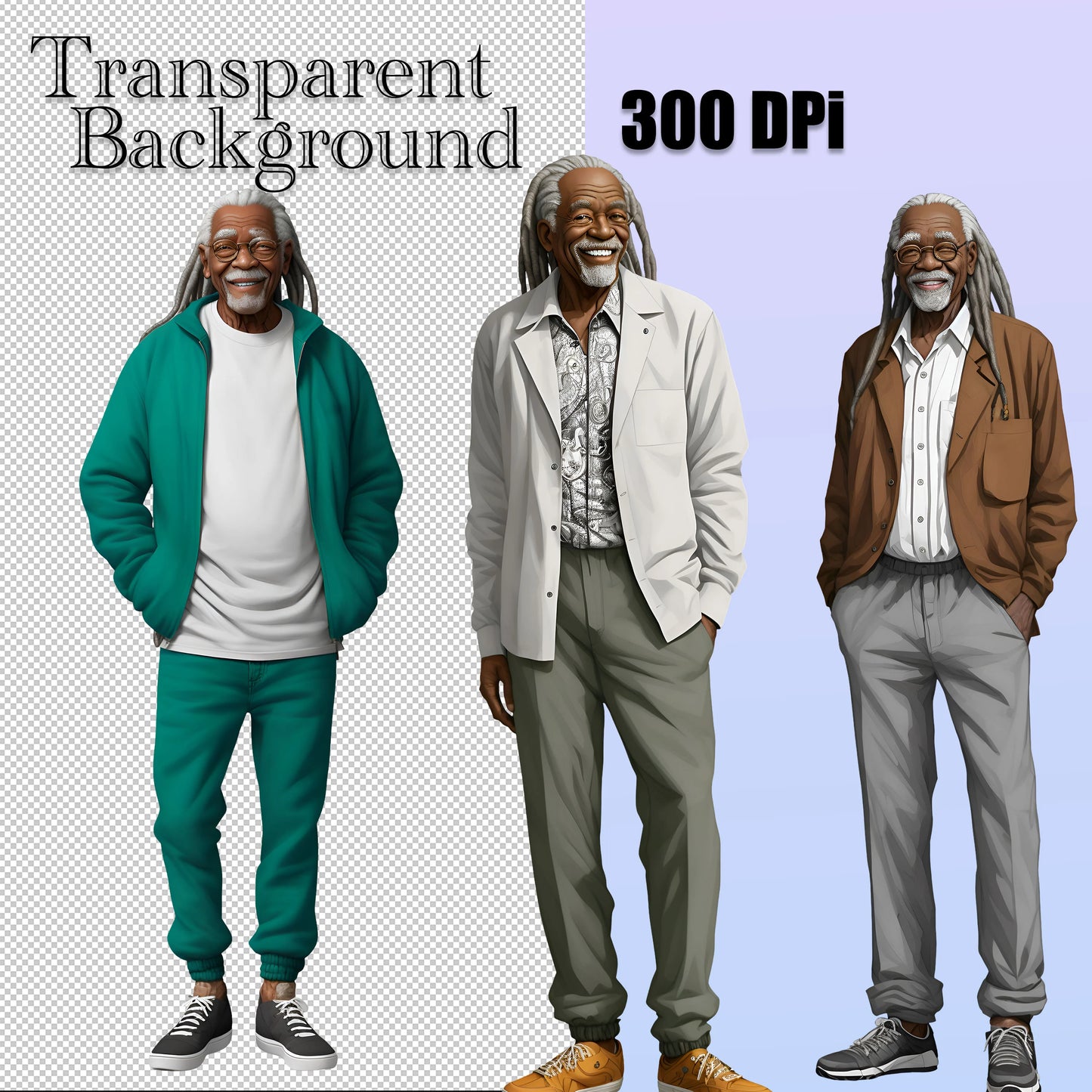 10 Black Gramps Clipart