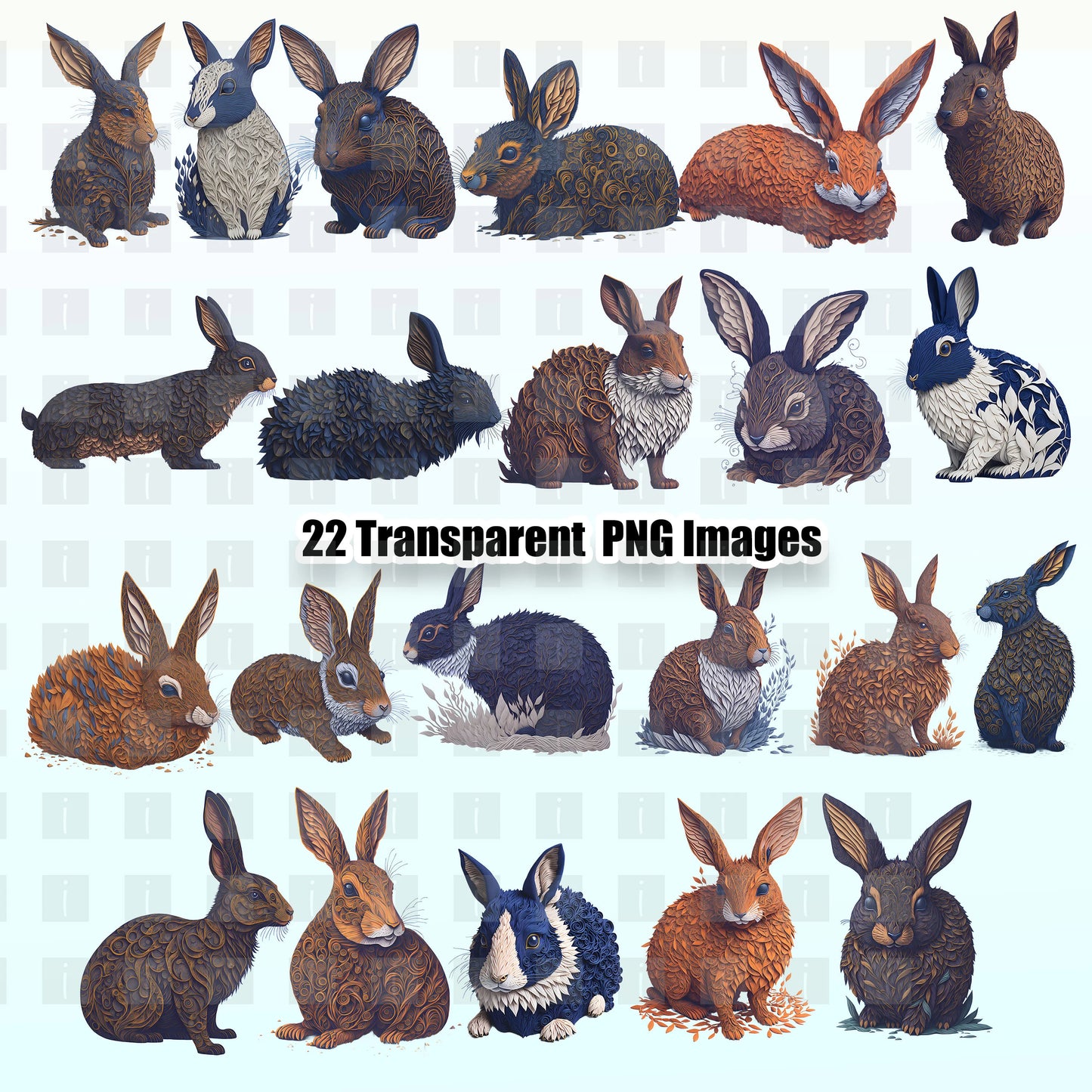 22 Quill Bunnies Clipart