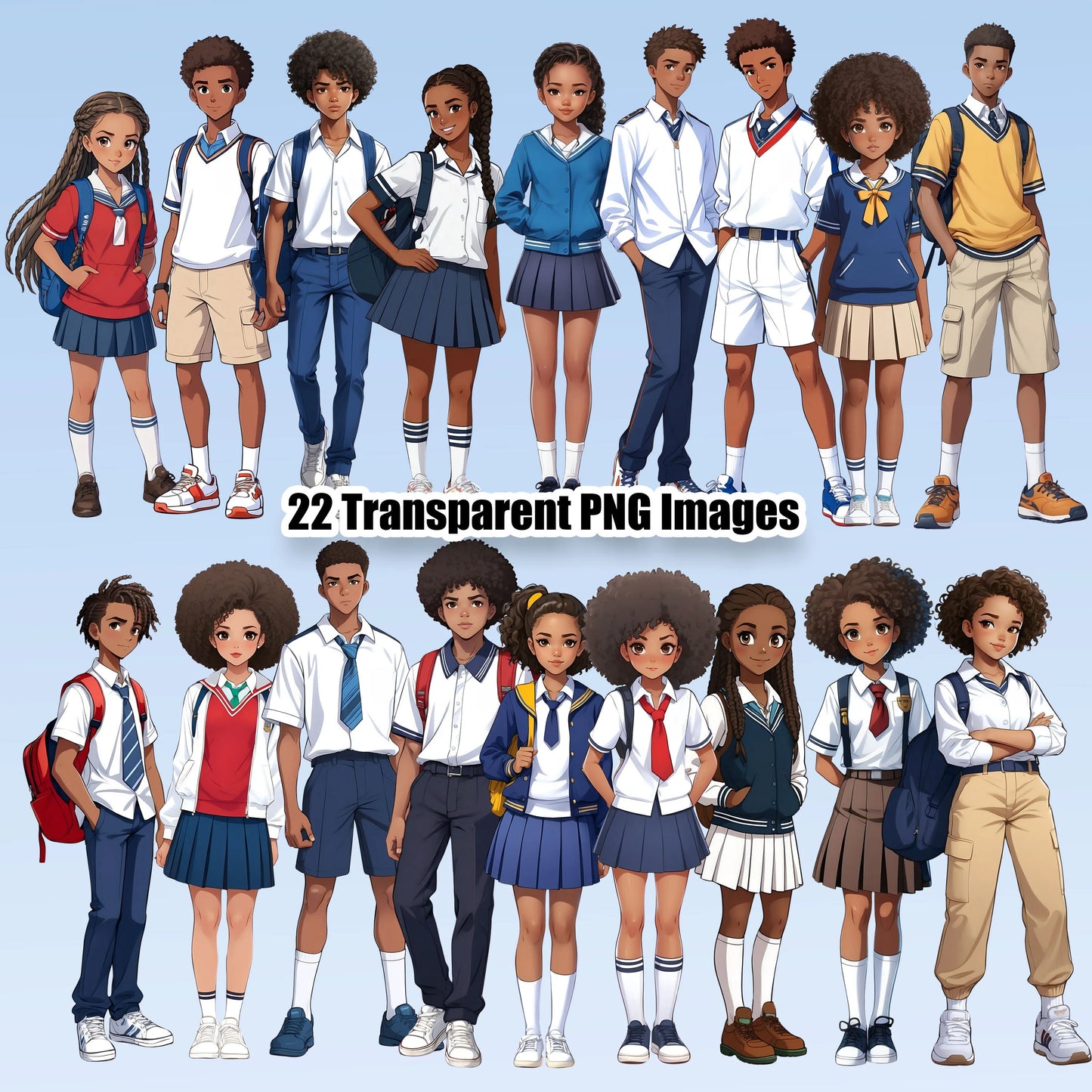 22 Black Students Clipart