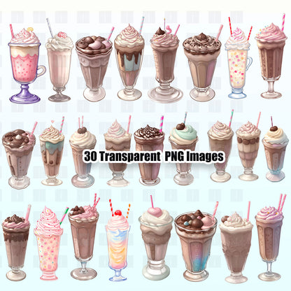 30 Milkshakes Clipart