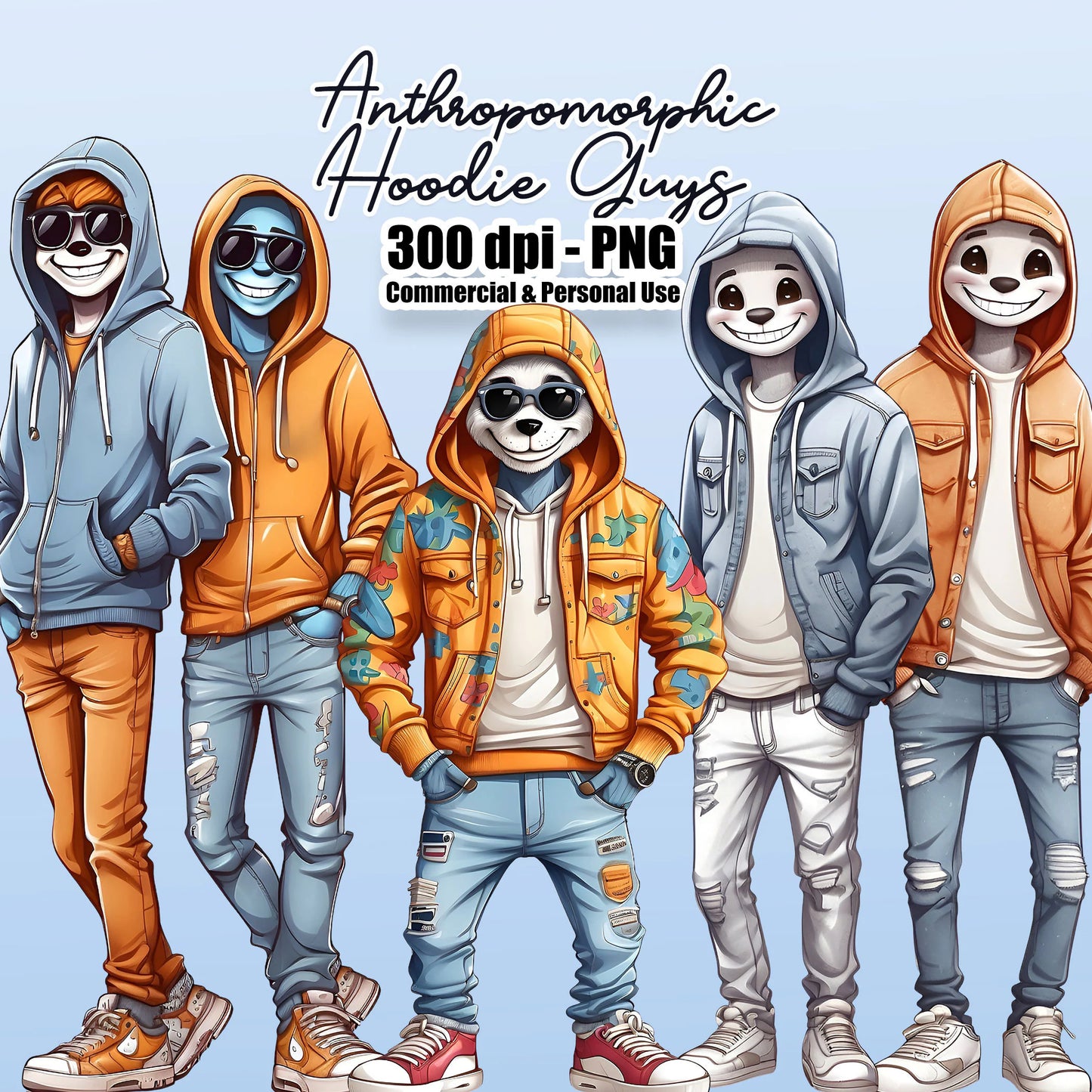 9 Hoodie Guys Clipart