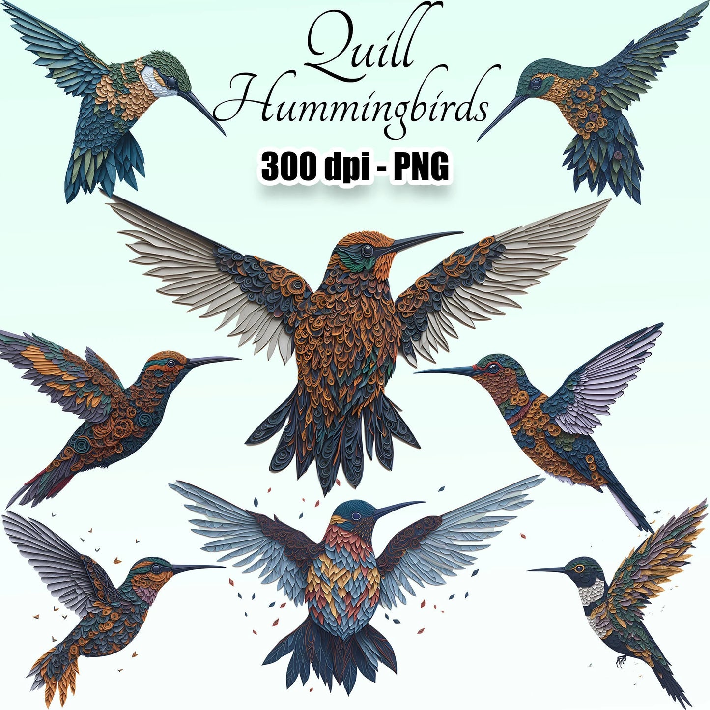 24 Quill Hummingbirds Clipart