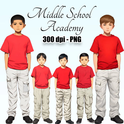 38 Middle School Academy Students Clipart