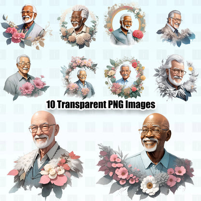 10 Grandpa Headshots Clipart