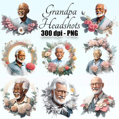 10 Grandpa Headshots Clipart