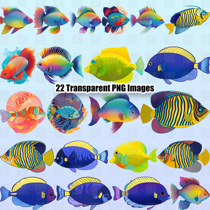 22 Tropical Fish Clipart