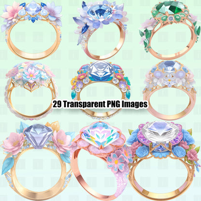 29 Floral Rings Clipart