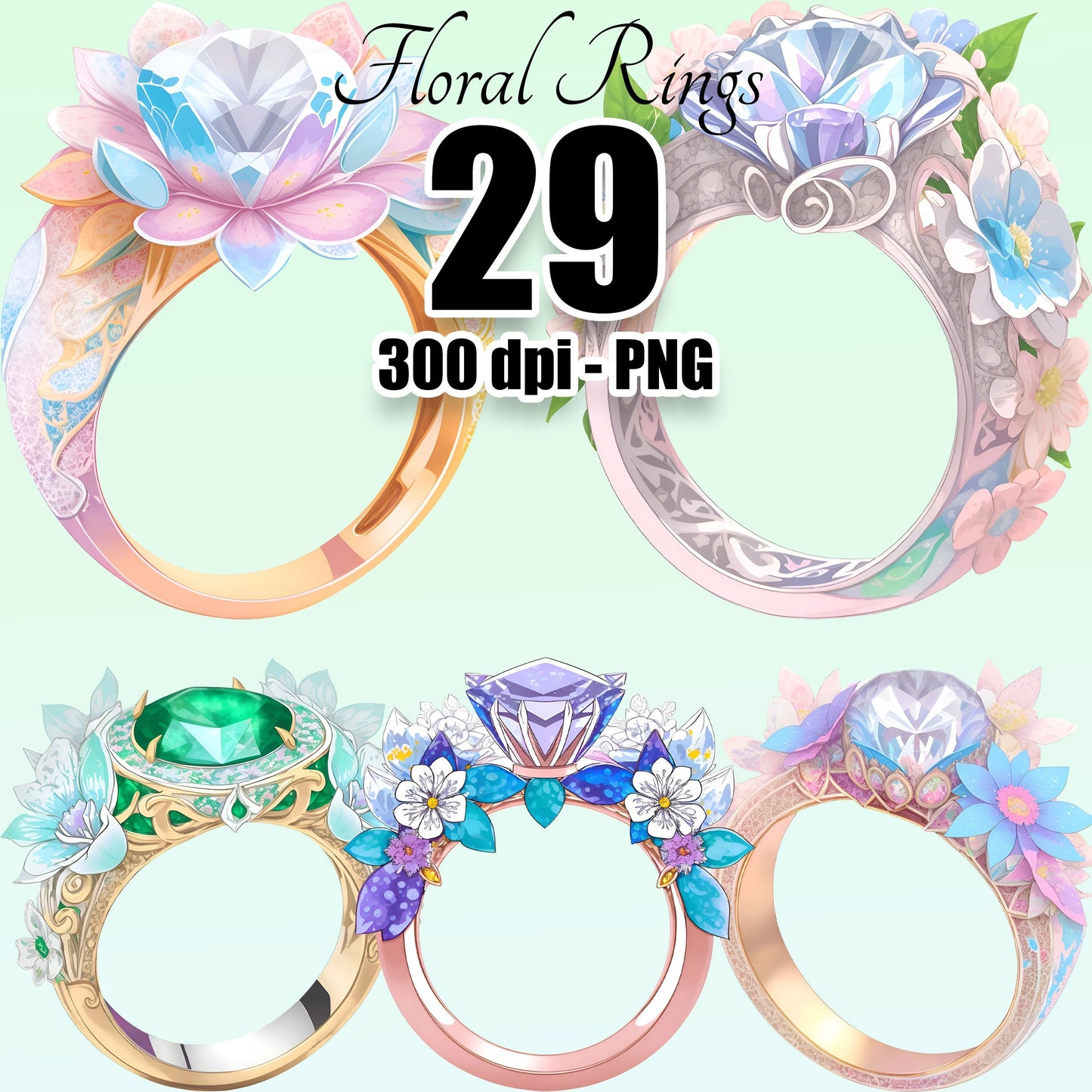 29 Floral Rings Clipart