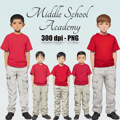 38 Middle School Academy Students Clipart