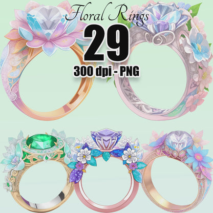 29 Floral Rings Clipart