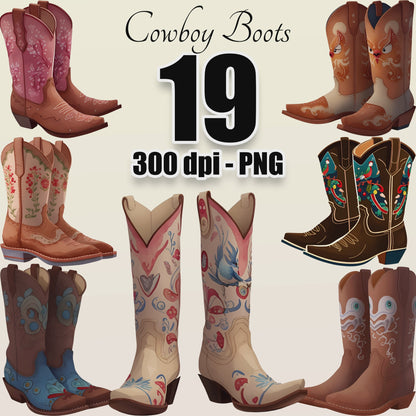 19 Cowboy Boots Clipart