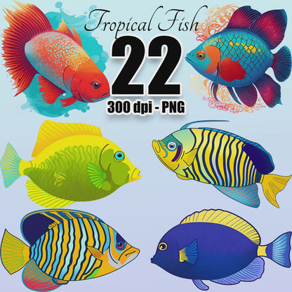 22 Tropical Fish Clipart