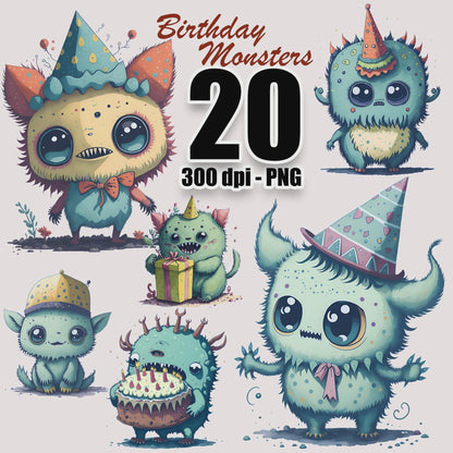 20 Birthday Monsters Clipart