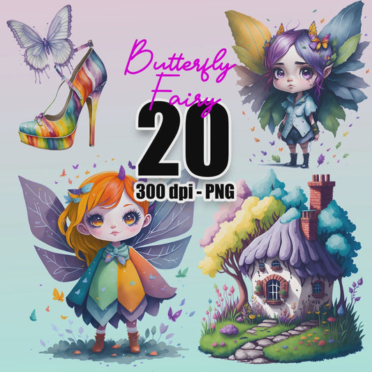 20 Butterfly Fairies Clipart