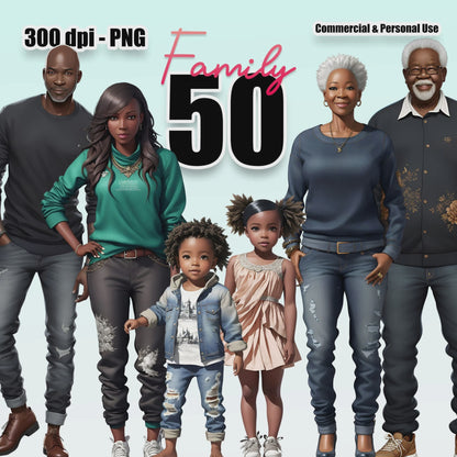 50 Black Family Clipart