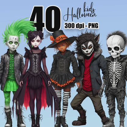 40 Halloween Kids Clipart