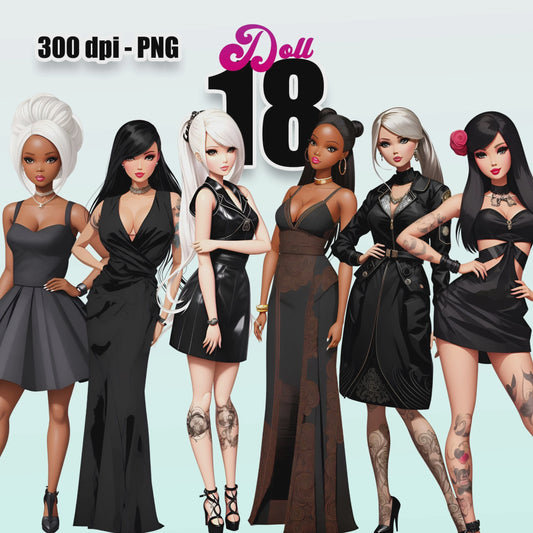 18 Barbie Dolls Clipart