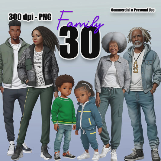 30 Black Family Clipart